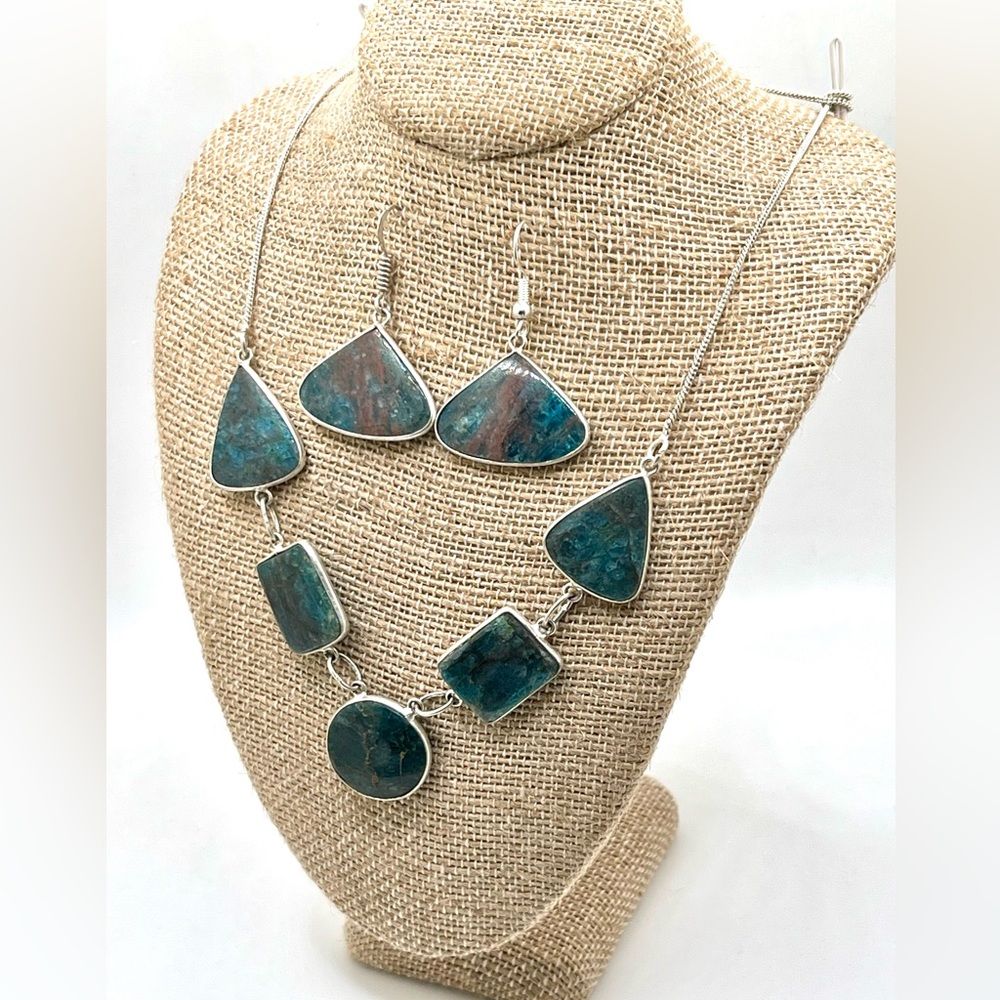 Blue Apatite Necklace & Earrings Set